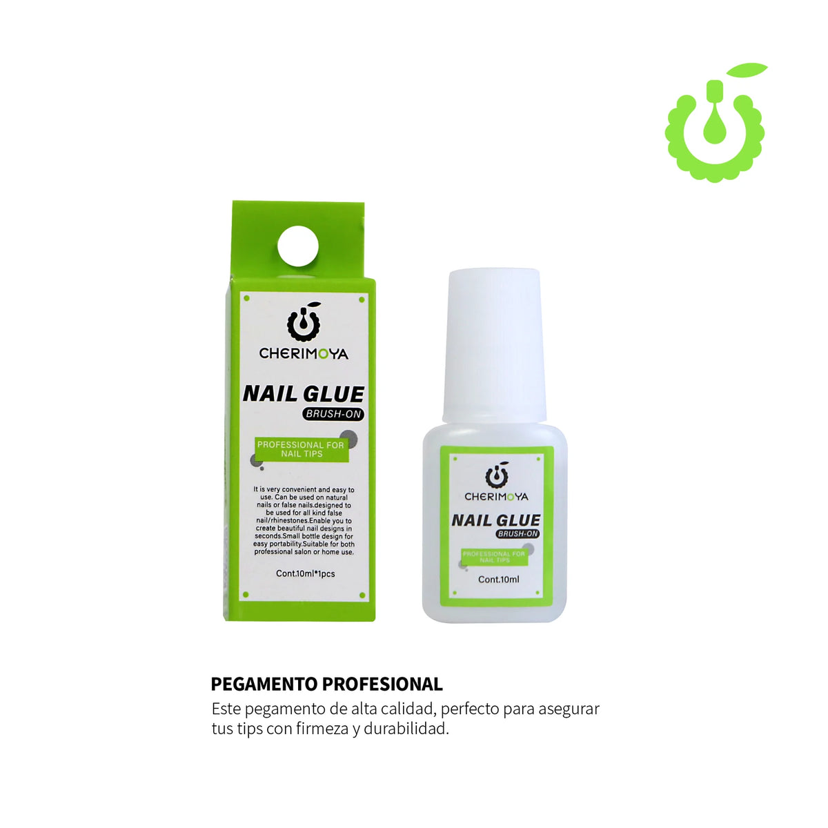 Nail Glue Brush-On Cherimoya 10ml - Pegamento Profesional para Tips
