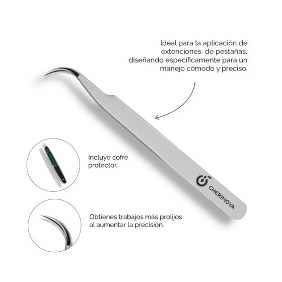 Pinza Curva Cherimoya para Extensiones de Pestañas