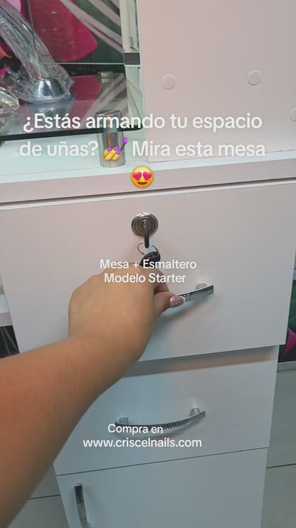 Mesa Manicurista Modelo STARTER con 3 Cajones y llave