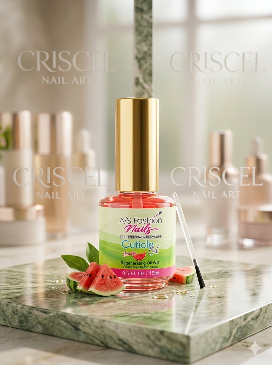 aceite de cutículas regenerador con aroma a sandía de la marca A/S Fashion Nails. 15ml
